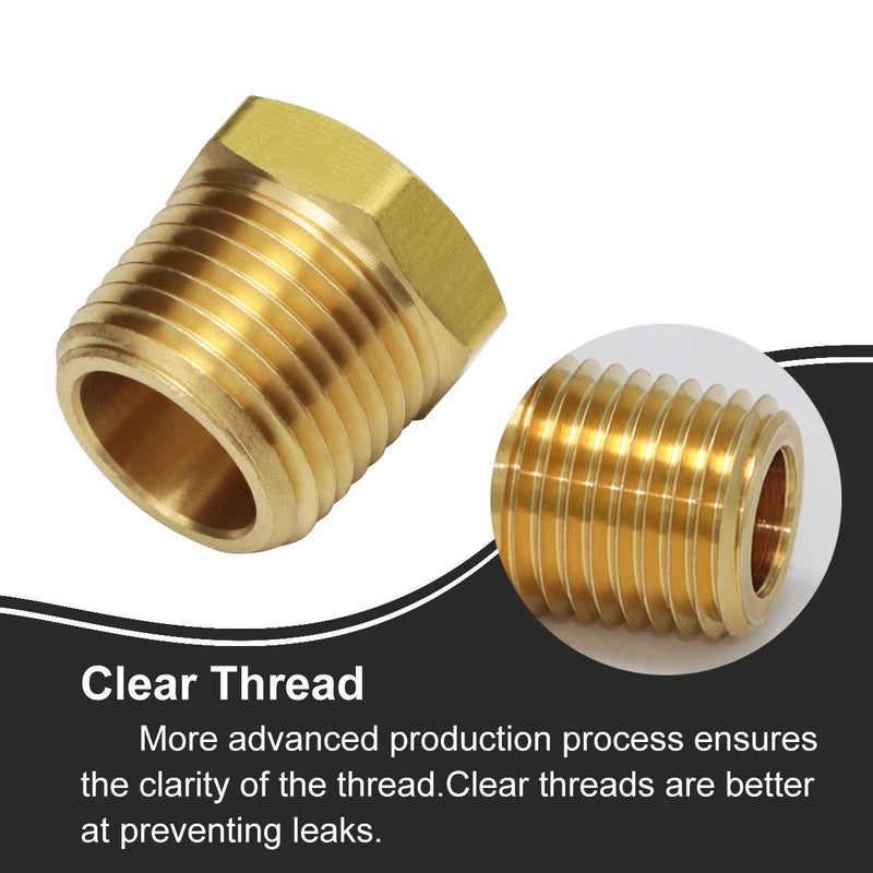Boeray 1/2 Inch NPT Male Thread to 1/8 Inch NPT Female Reducing Brass Pipe Fitting Hex Head Hose Tube Bushing Adapter Convert Pack of 2 - Image 3